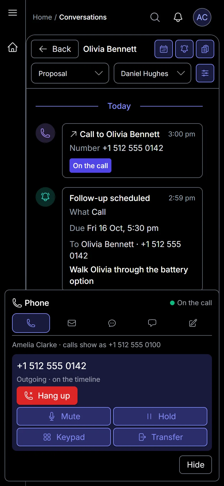 A call in progress in Kordeva on a phone