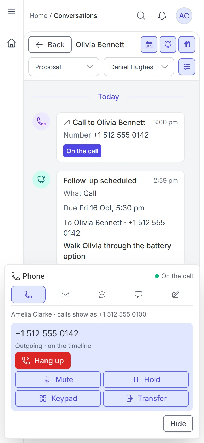 A call in progress in Kordeva on a phone