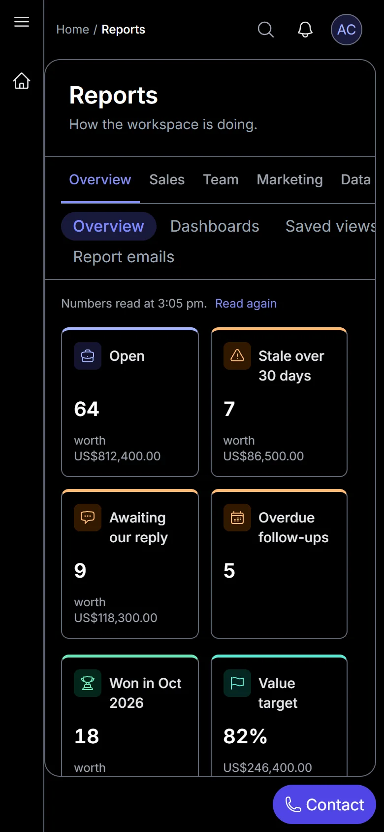 Kordeva’s reports overview on a phone