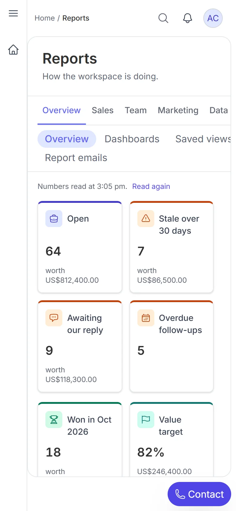 Kordeva’s reports overview on a phone